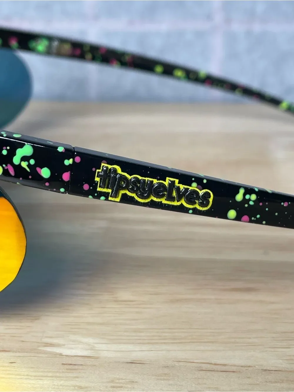 Tipsy Elves Neon Retro Splatter Print Performance Sunglasses - Unisex -80’s Vibe